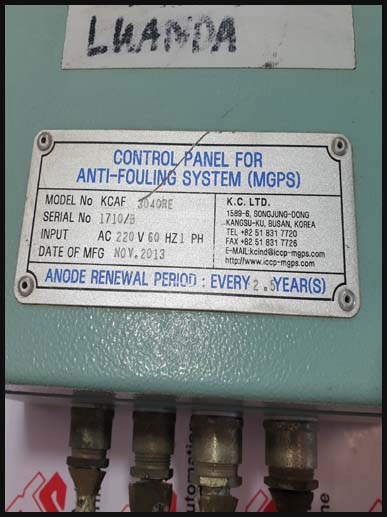 K.C KCAF 3040RE CONTROL PANEL FOR ANTI FOULING SYSTEM(MGPS)