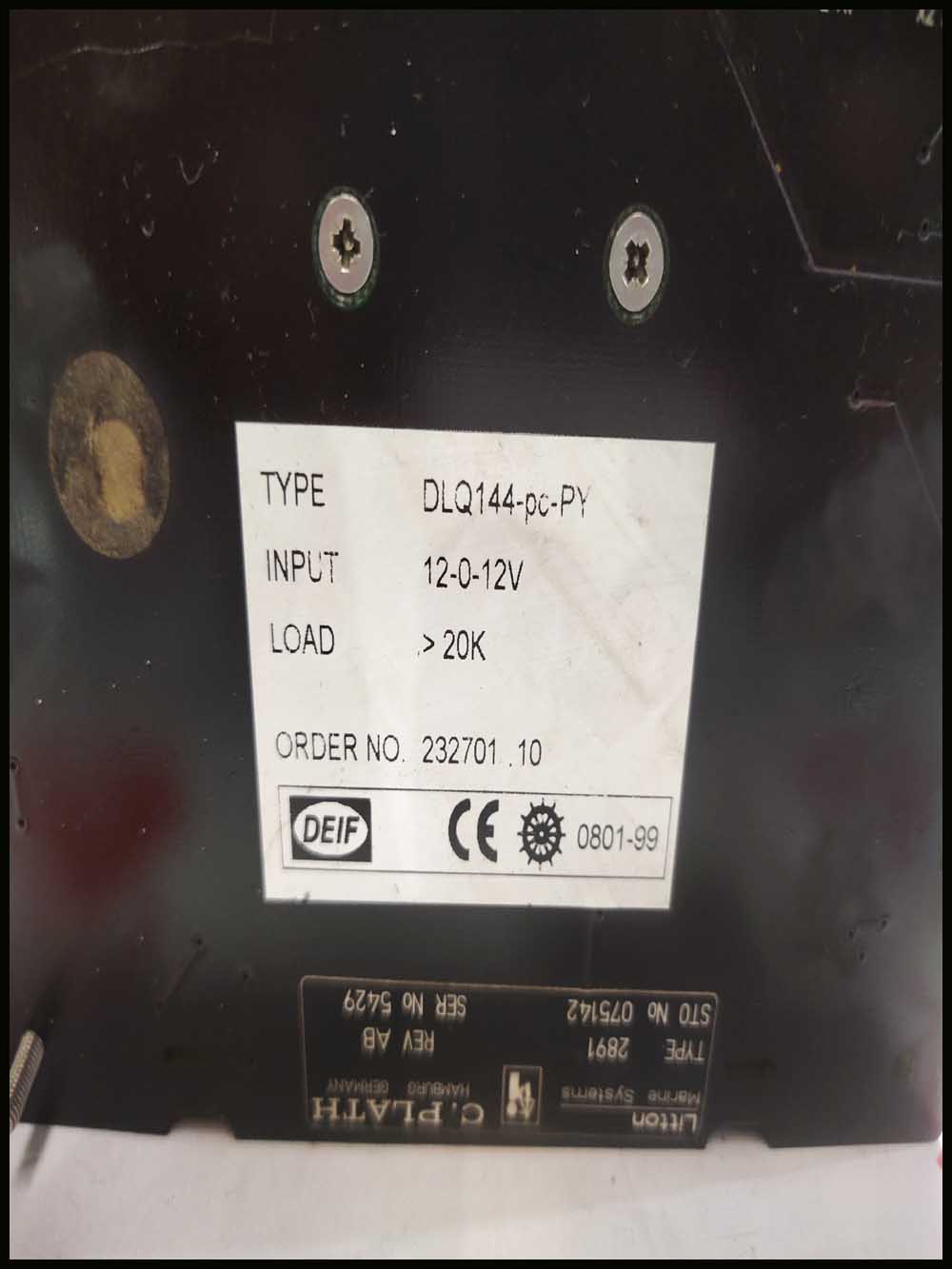 DEIF DLQ144-PC-PY RPM METER