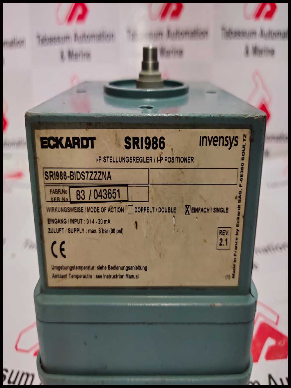 ECKARDT SRI986 ELECTRO-PNEUMATIC POSITIONER SRI986-BIDS7ZZZNA