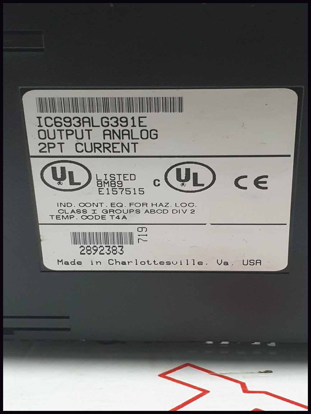 GE FUNCE MODULE IC693ALG391E OUTPUT ANALOG  2PT CURRENT  LISTED  8M89 E157515