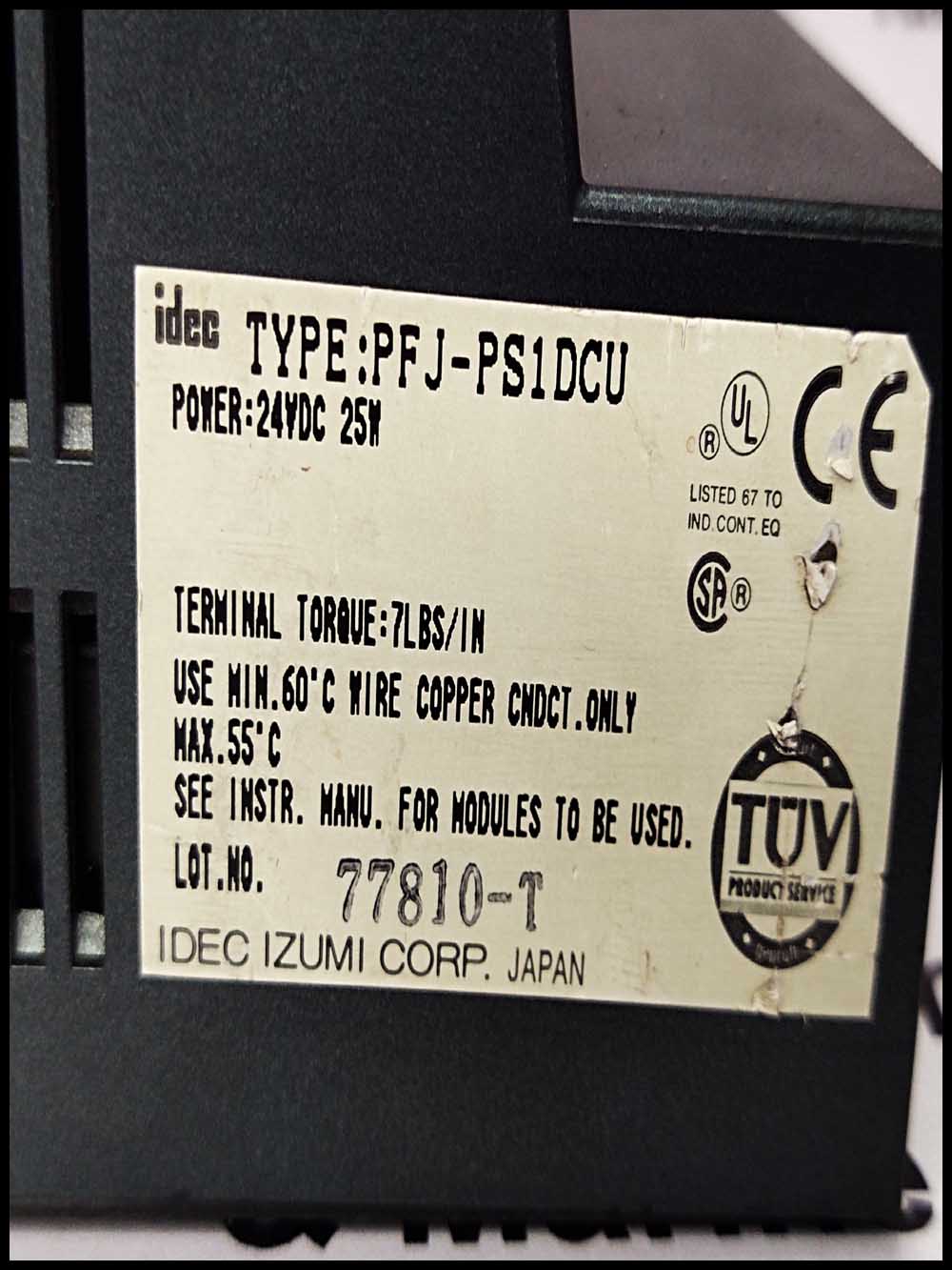 IDEC IZUMI FA 1 JUNIOR EXPANSION POWER SUPPLY UNIT PFJ-PS1DCU