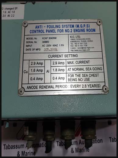 KC KCAF 3040NM CONTROL PANEL FOR ANTI-FOULING SYSTEM MGPS KCLTDC