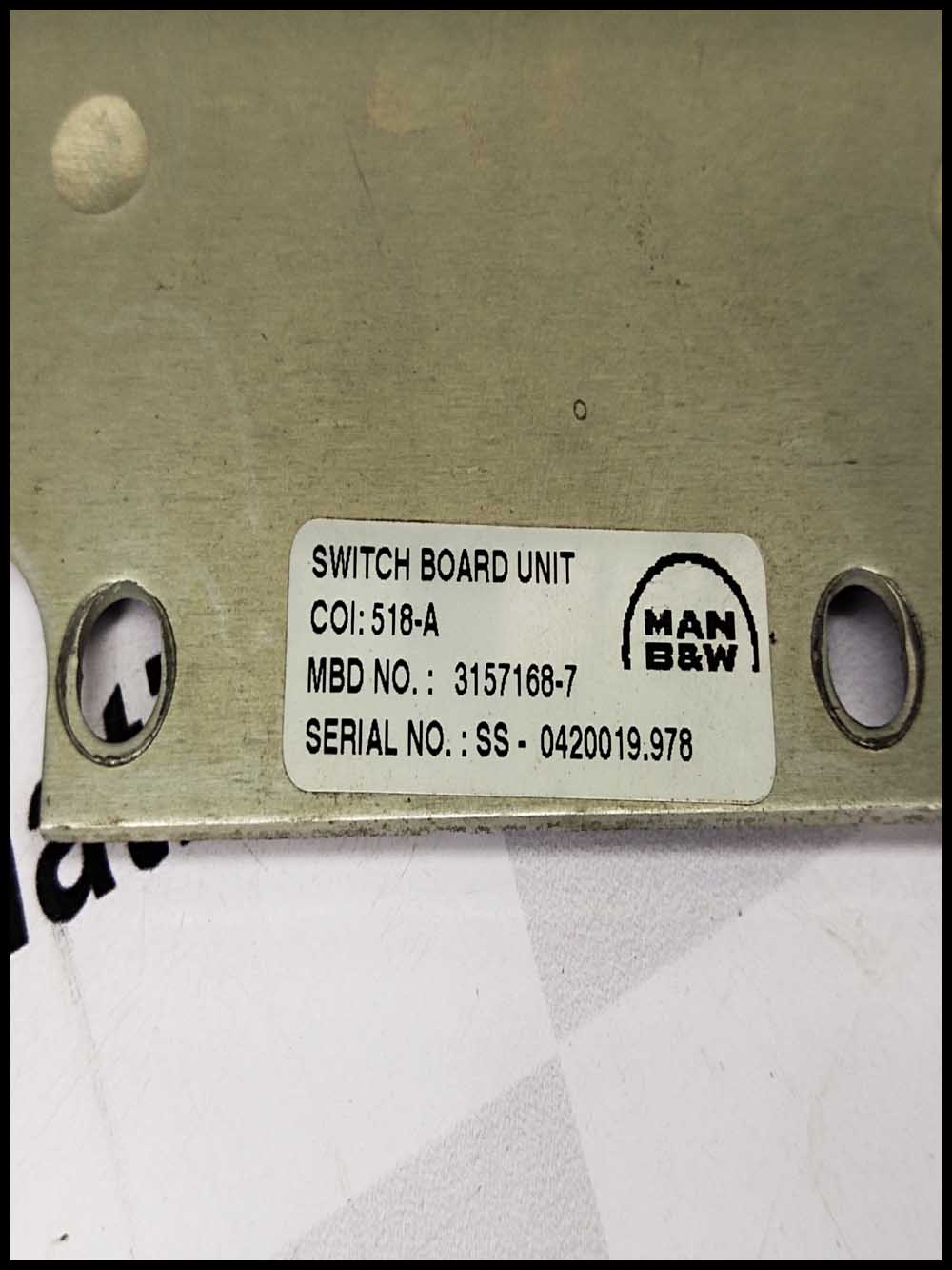 MAN 3157168-7 SWITCH BOARD UNIT SBU-0240-C