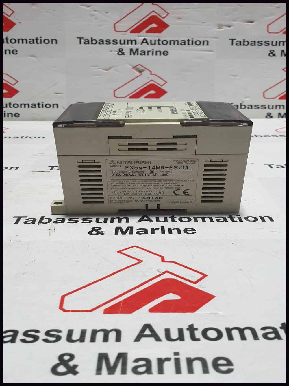 MITSUBISHI  MODEL FXOS-14MR-ES/UL   PROGRAMMBLE CONTROLLER 100-240VAC 50/60HZ 30 VA MAX  2.5A 240VAC