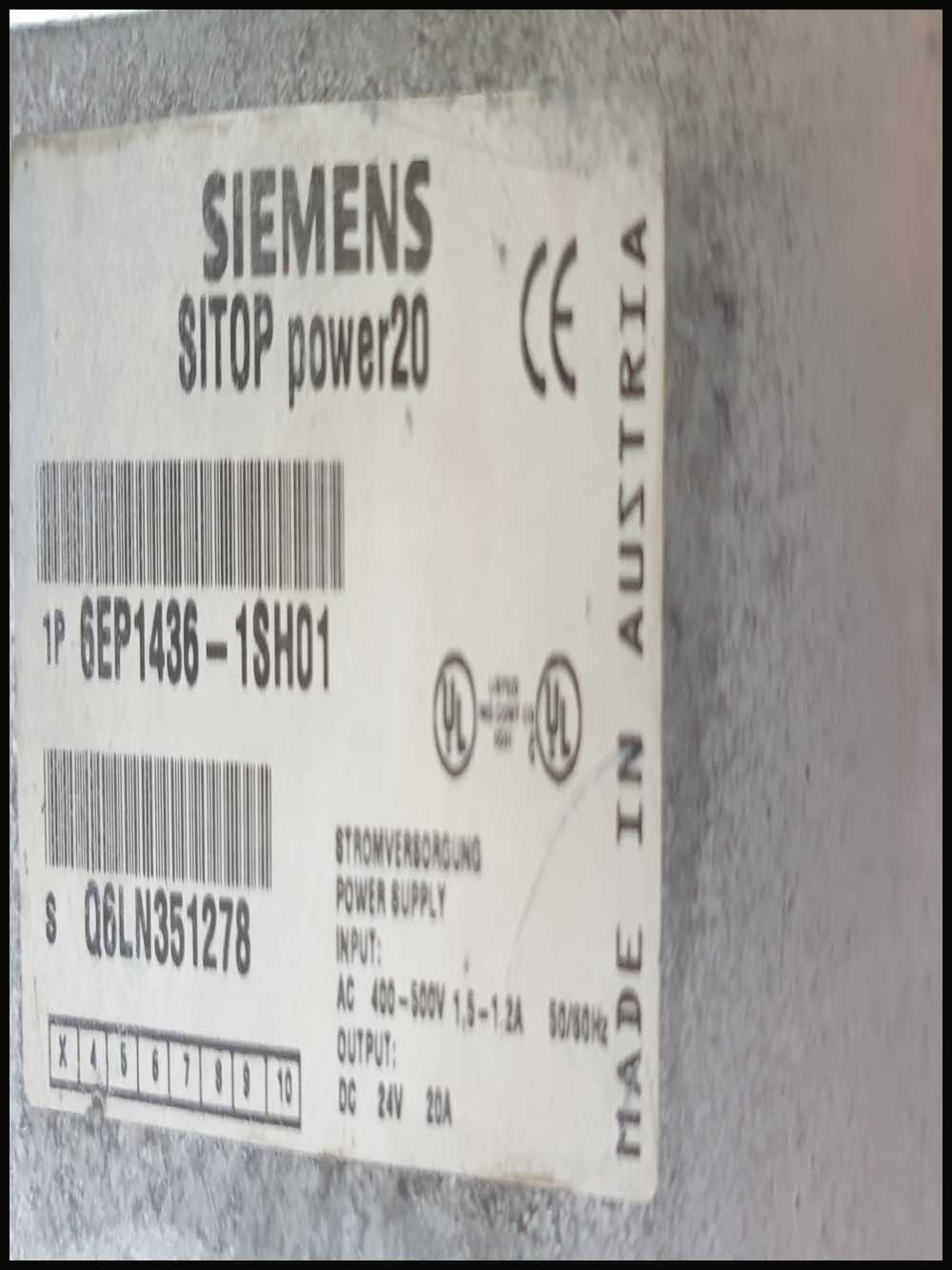 SIEMENS 6EP1436-1SH01 SITOP POWER SUPPLY 24V20A