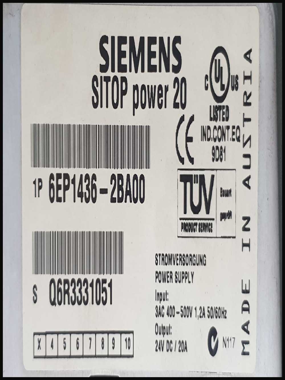 SIEMENS POWER SUPPLY 6EP1436-2BA00 SITOP