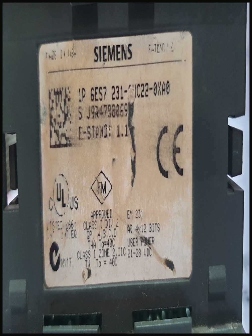 SIEMENS S7-200 COMPACTICABLE 4 CHANNEL AI MODULE 6ES7 231-0HC22-0XA0