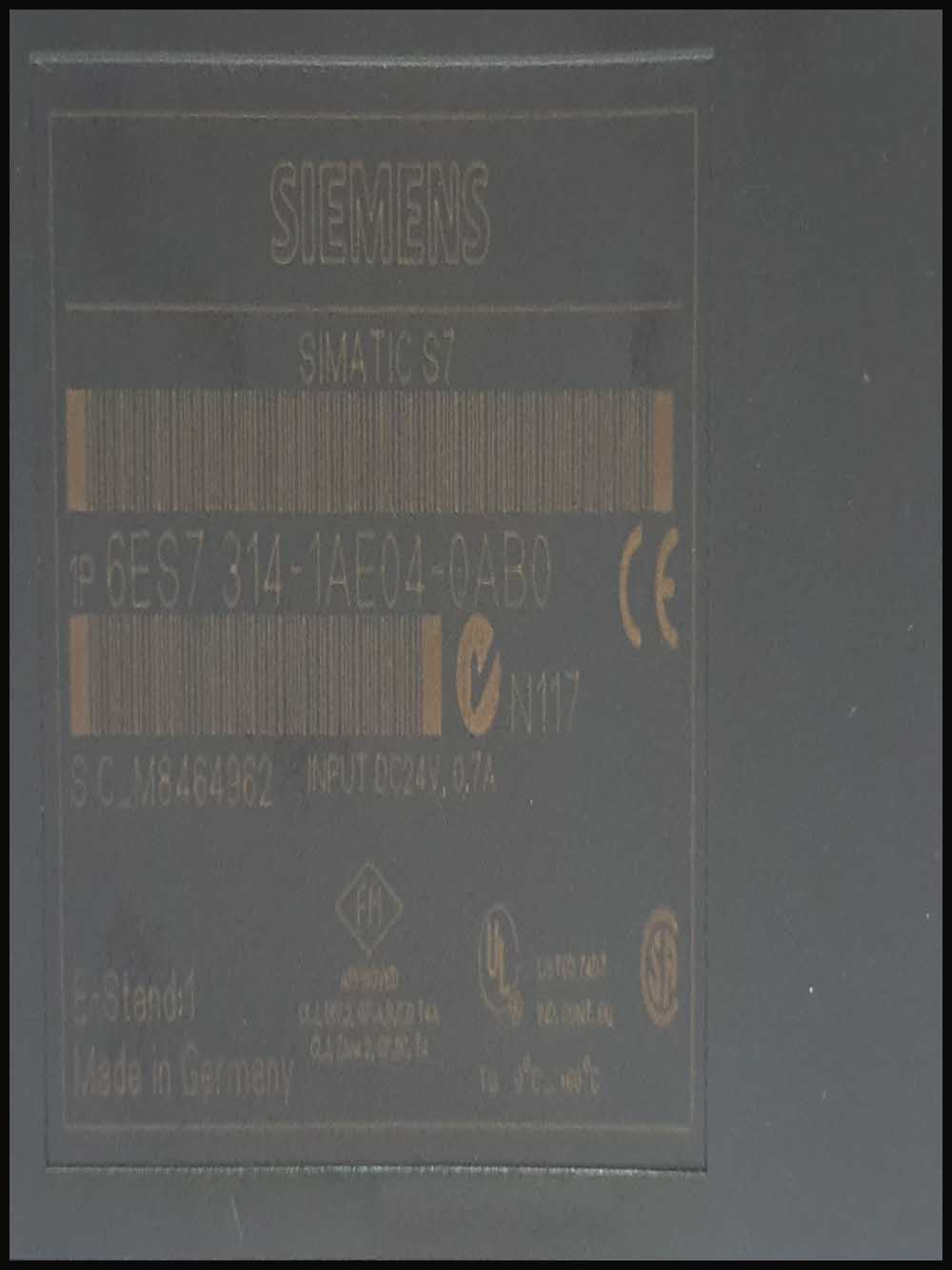 SIEMENS SIMATIC S7-300 MODULE 6ES7 314-1AE04-0AB0