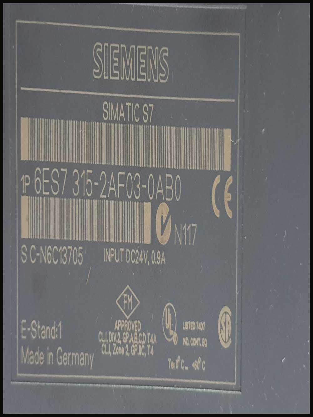 SIEMENS SIMATIC S7 6ES7 315-2AF03-0AB0 MODULE SIMATIC S7-300