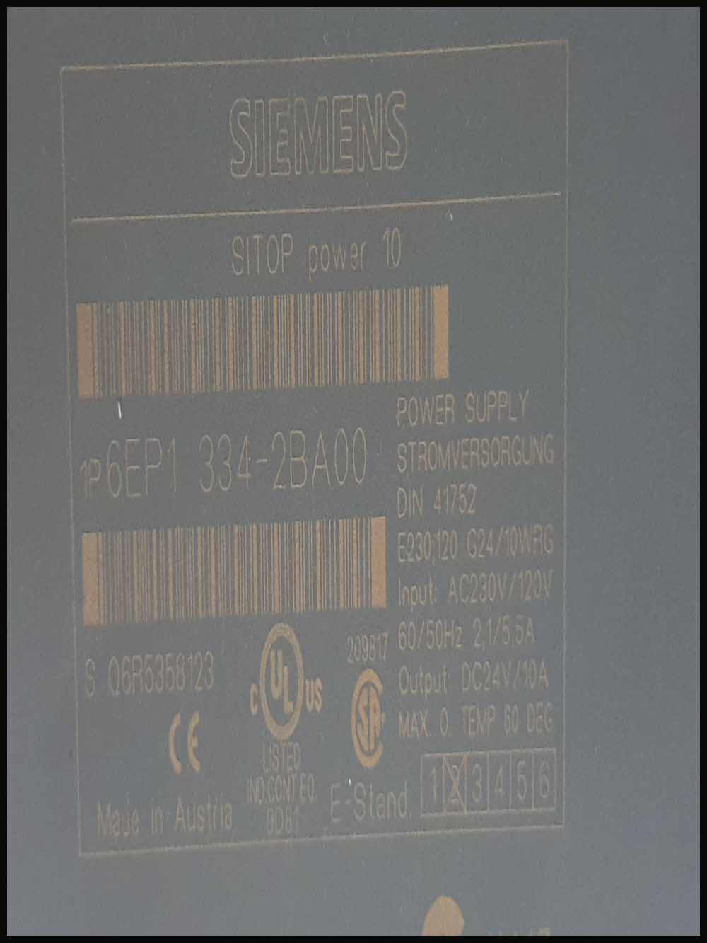 SIEMENS SITOP POWER 10 6EP1334-2BA00 POWER SUPPLY