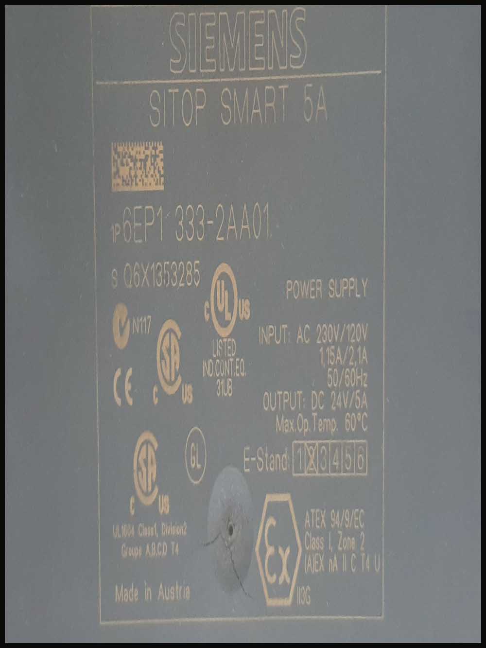SIEMENS SITOP SMART 5A 6EP1333-2AA01 POWER SUPPLY
