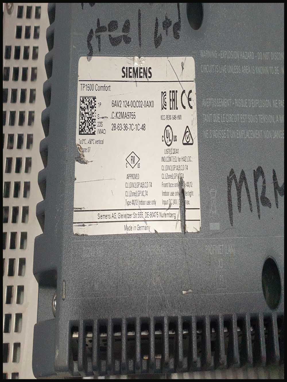 SIEMENS TP1500 COMFORT 6AV2124-0QC02-0AX0