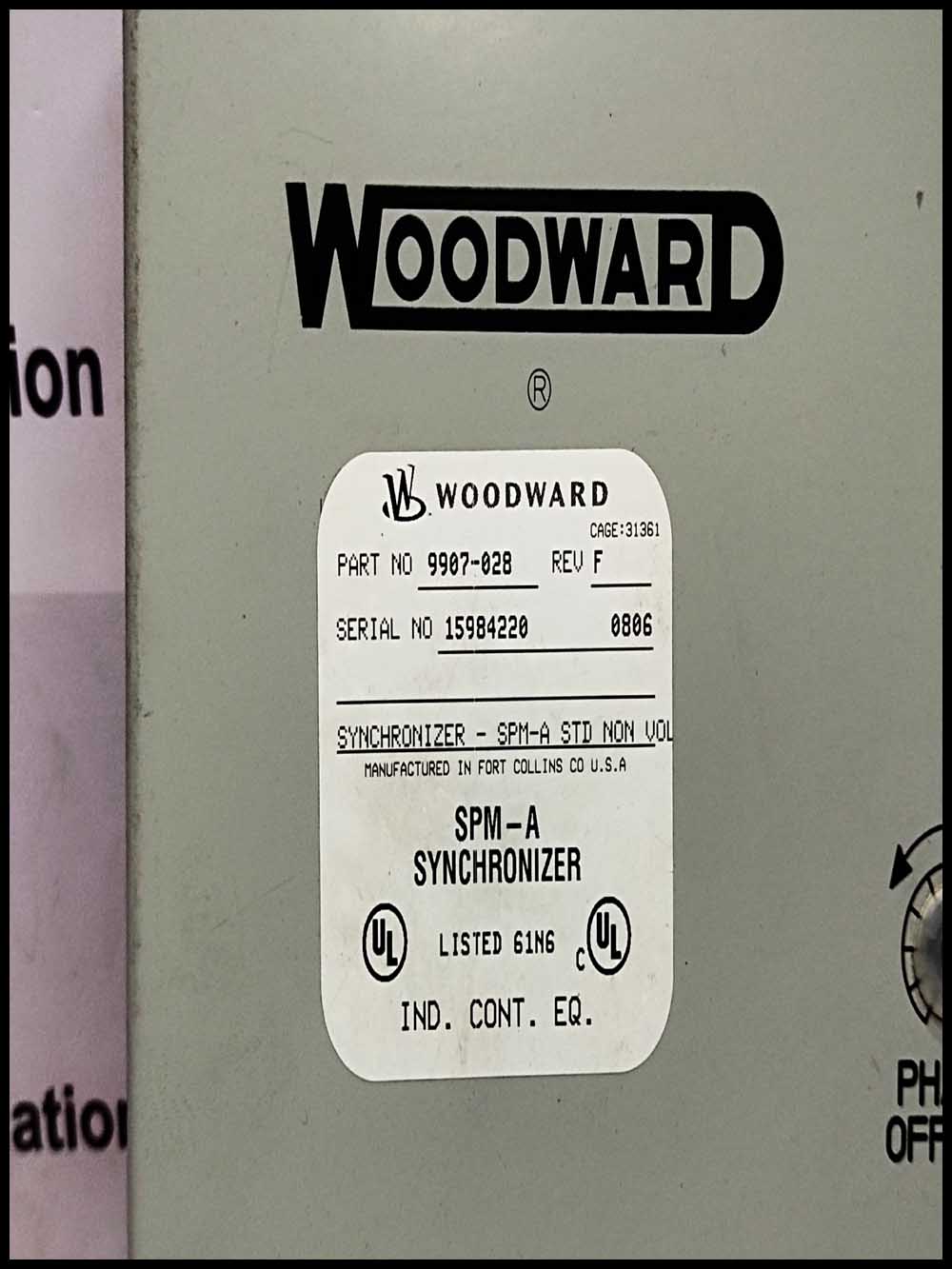 WOODWARD 9907-028 SPM-A SYNCHRONIZER REV F